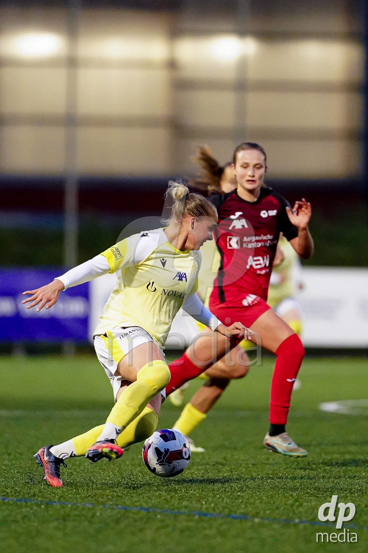 AARAU, SWITZERLAND - OCTOBER 17: Emilia Soiron of FC Basel 1893 controls the ball during the AXA Women's Super League match between FC Aarau Frauen and FC Basel 1893 at Sportanlage Schachen on October 17, 2026 in Aarau, Switzerland.