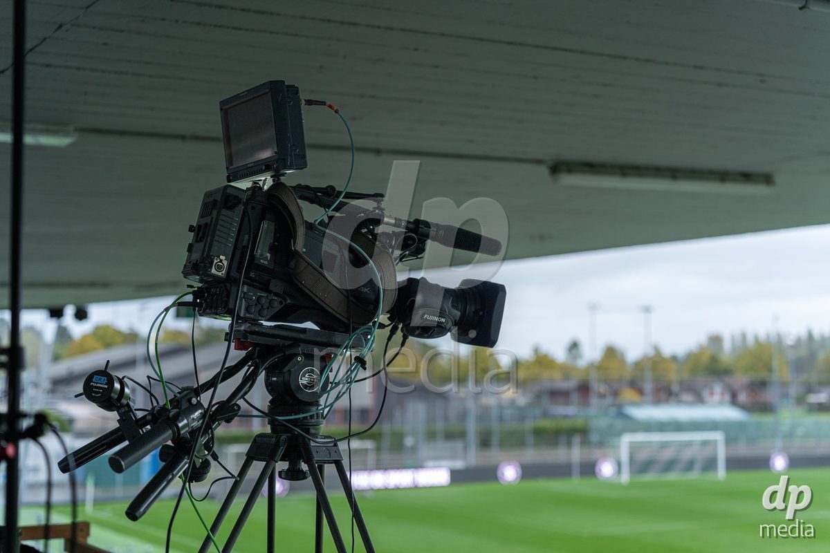 YVERDON-LES-BAINS, SWITZERLAND - OCTOBER 18: TV Camera during the AXA Women's Super League match between FC Yverdon Women and FC Rapperswil-Jona at Stade Municipal on October 18, 2026 in Yverdon-les-Bains, Switzerland.