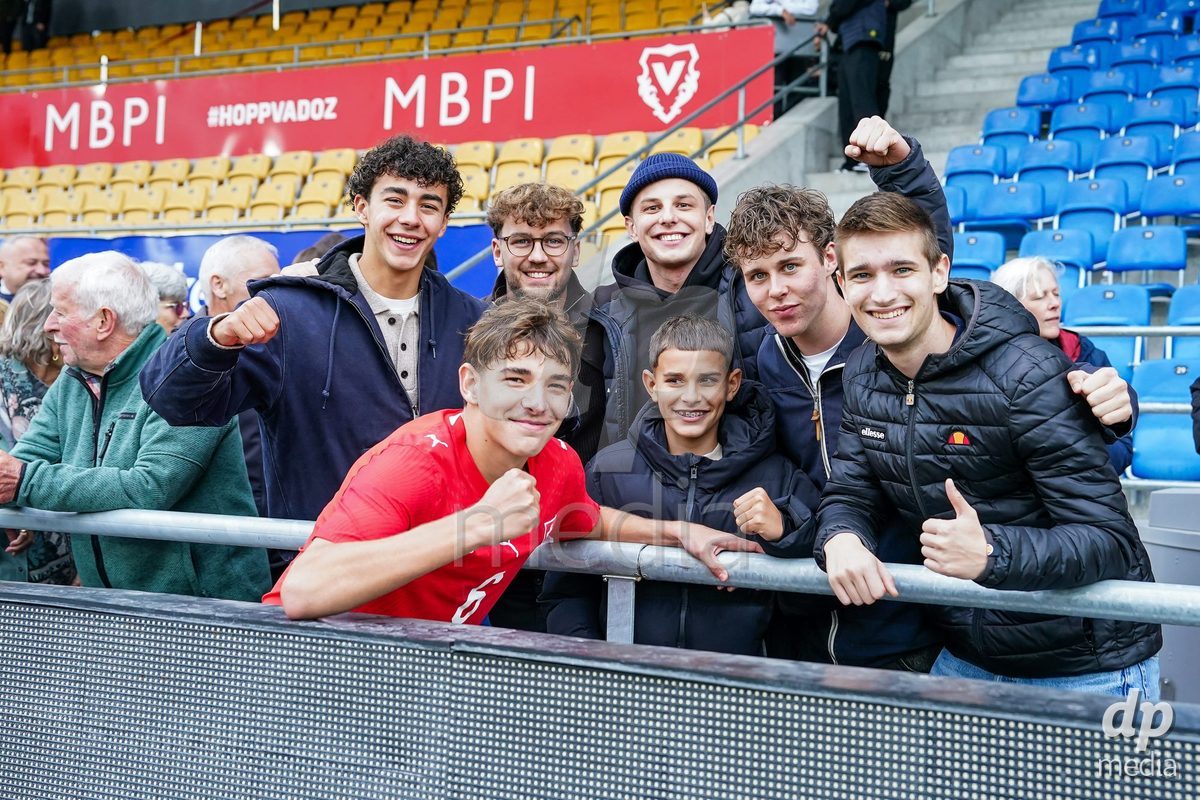 VADUZ, LIECHTENSTEIN - OCTOBER 18: Niklas Zuger of Switzerland and his family and friends celebrate the victory after the UEFA European Under-17 Qualifier match between Switzerland and Spain at Rheinpark Stadion on October 18, 2026 in Vaduz, Liechtenstein.