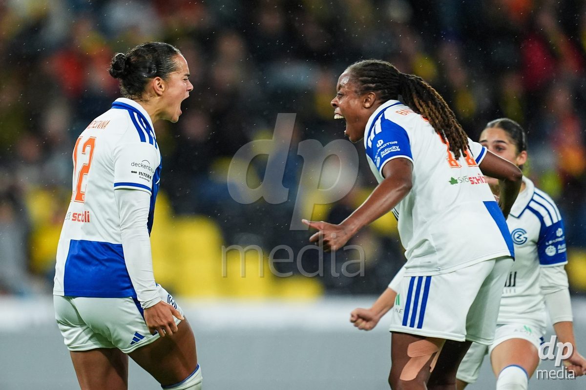 BERN, SWITZERLAND - OCTOBER 17: Kayla Jay Mckenna of GC Frauenfussball celebrates the second team goal during the AXA Women's Super League match between BSC YB Frauen and GC Frauenfussball at Wankdorf Stadion on October 17, 2026 in Bern, Switzerland.