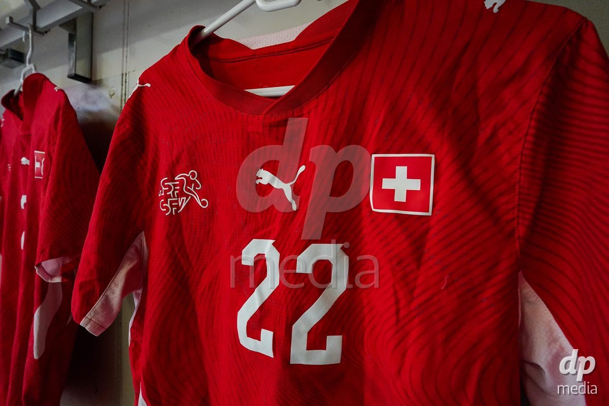 VADUZ, LIECHTENSTEIN - OCTOBER 18: General view inside the dressing room of Switzeralnd prior to the UEFA European Under-17 Qualifier match between Switzerland and Spain at Rheinpark Stadion on October 18, 2026 in Vaduz, Liechtenstein.