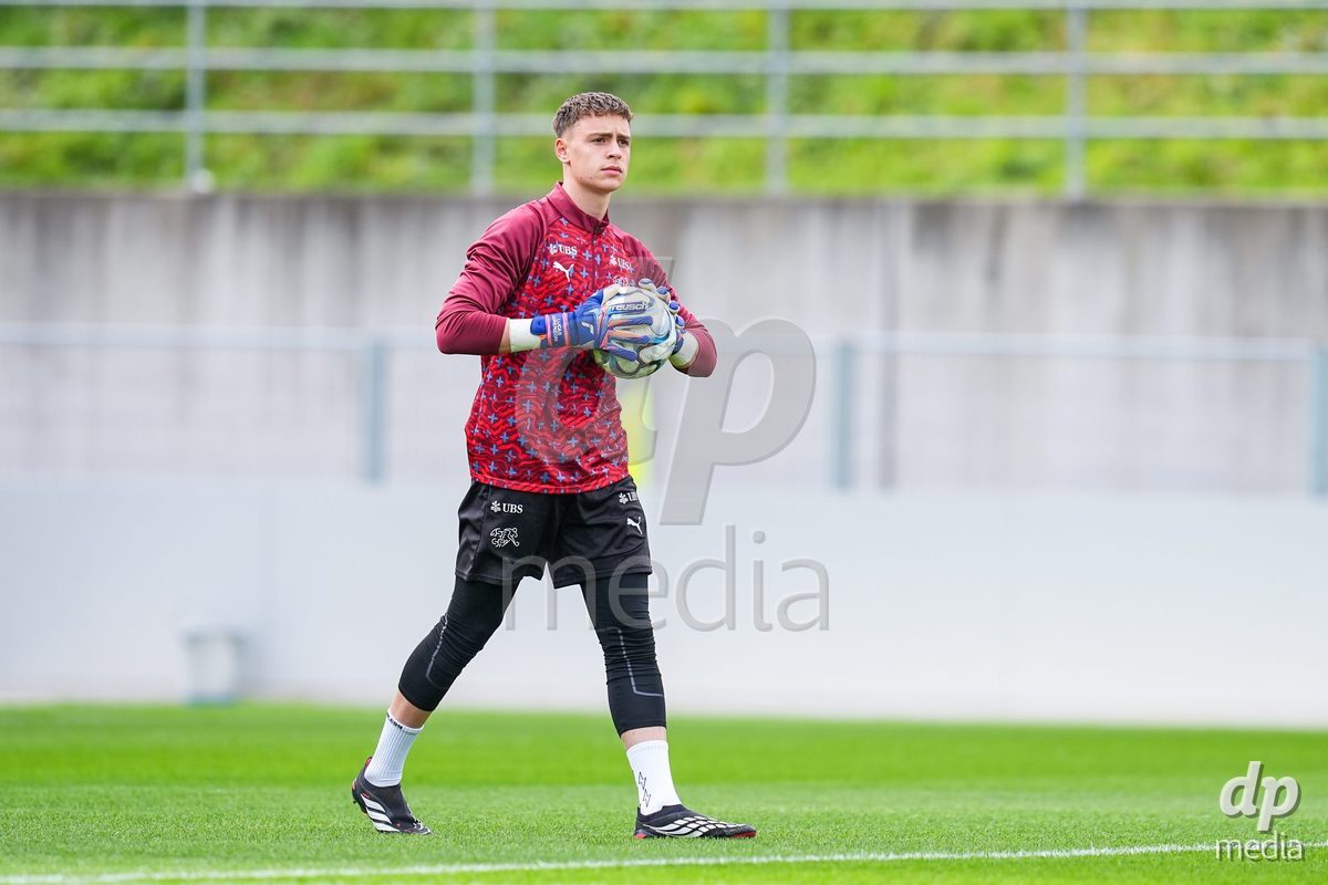 VADUZ, LIECHTENSTEIN - OCTOBER 18: Lucas Lorenzon of Switzerland during warm up prior to the UEFA European Under-17 Qualifier match between Switzerland and Spain at Rheinpark Stadion on October 18, 2026 in Vaduz, Liechtenstein.