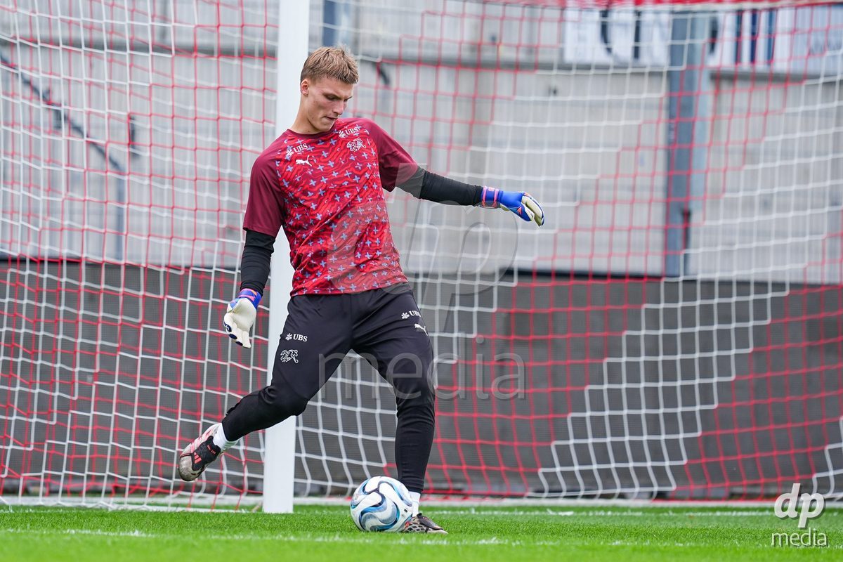 VADUZ, LIECHTENSTEIN - OCTOBER 18: Henrik Fehr of Switzerland during warm up prior to the UEFA European Under-17 Qualifier match between Switzerland and Spain at Rheinpark Stadion on October 18, 2026 in Vaduz, Liechtenstein.