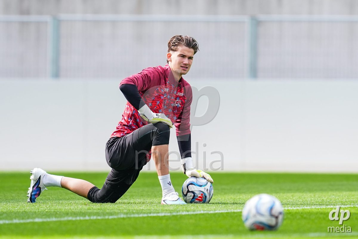 VADUZ, LIECHTENSTEIN - OCTOBER 18: Yanis Emch of Switzerland during warm up prior to the UEFA European Under-17 Qualifier match between Switzerland and Spain at Rheinpark Stadion on October 18, 2026 in Vaduz, Liechtenstein.