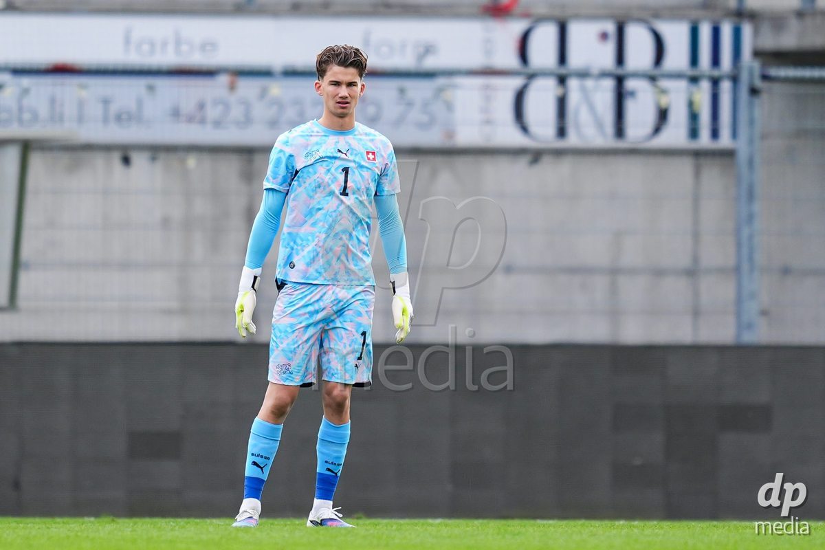 VADUZ, LIECHTENSTEIN - OCTOBER 18: Yanis Emch of Switzerland looks on during the UEFA European Under-17 Qualifier match between Switzerland and Spain at Rheinpark Stadion on October 18, 2026 in Vaduz, Liechtenstein.