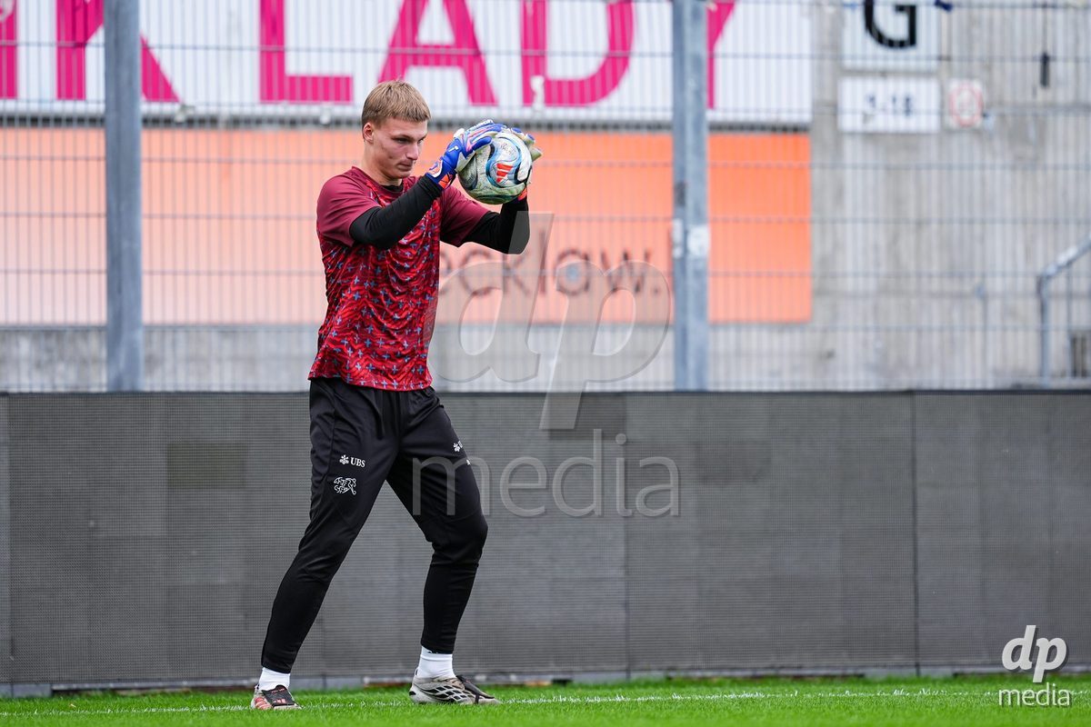 VADUZ, LIECHTENSTEIN - OCTOBER 18: Henrik Fehr of Switzerland during warm up prior to the UEFA European Under-17 Qualifier match between Switzerland and Spain at Rheinpark Stadion on October 18, 2026 in Vaduz, Liechtenstein.