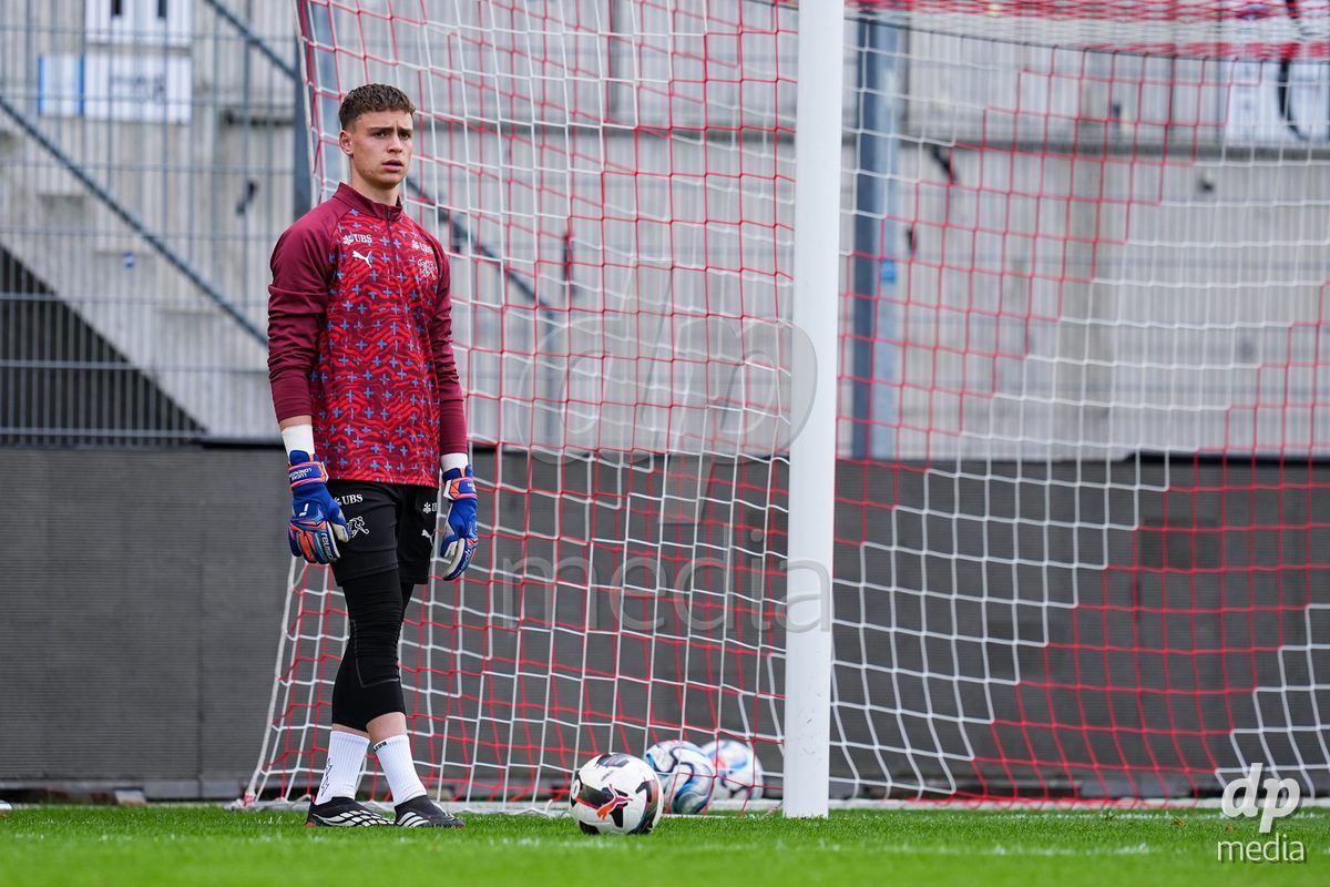 VADUZ, LIECHTENSTEIN - OCTOBER 18: Lucas Lorenzon of Switzerland during warm up prior to the UEFA European Under-17 Qualifier match between Switzerland and Spain at Rheinpark Stadion on October 18, 2026 in Vaduz, Liechtenstein.