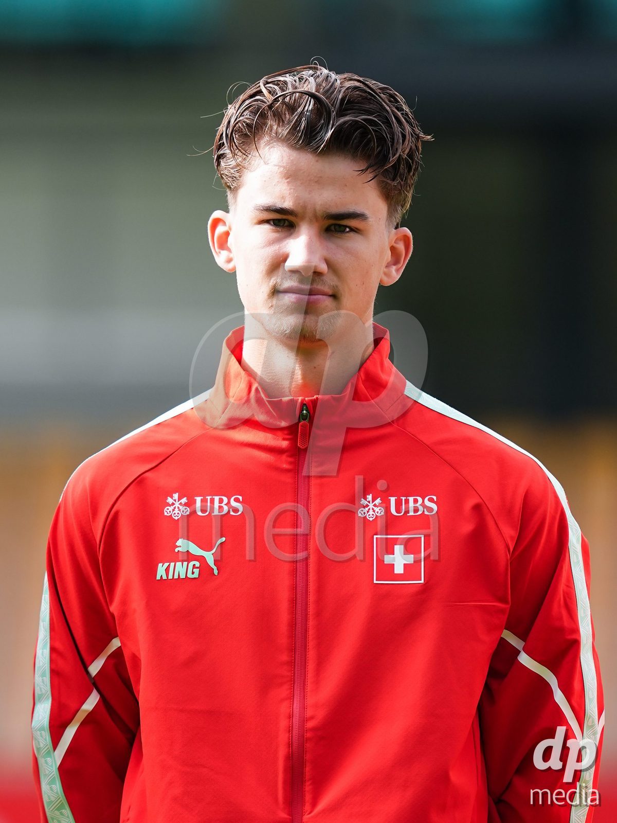 VADUZ, LIECHTENSTEIN - OCTOBER 18: Portrait (headshot/close up) of Yanis Emch of Switzerland during the national anthem prior to the UEFA European Under-17 Qualifier match between Switzerland and Spain at Rheinpark Stadion on October 18, 2026 in Vaduz, Liechtenstein.