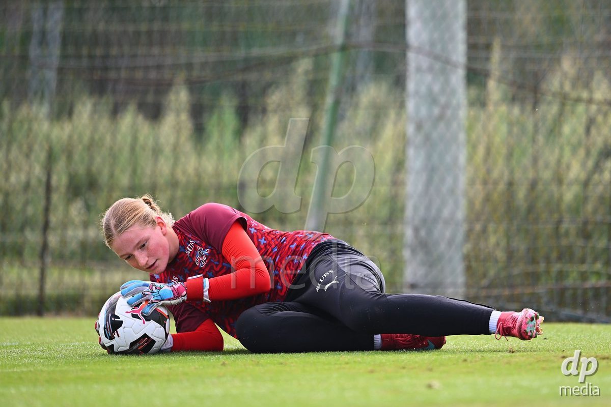 OLIVA NOVA, SPAIN - OCTOBER 22: Mara Paul Goalkeeper of Switzerland during the International Women's Friendly match between Hungary U17 and Switzerland U17 at Oliva Nova Sports Center on October 22, 2026 in Oliva Nova, Spain.