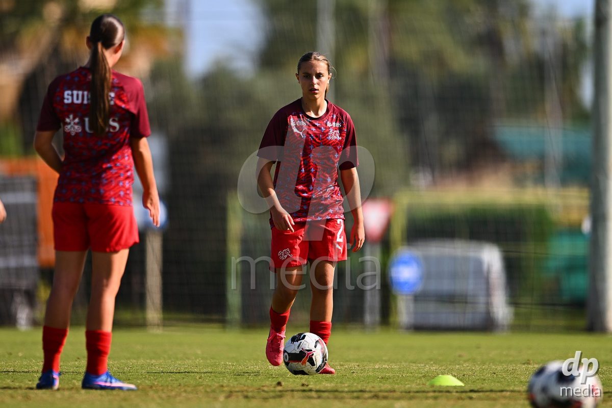 OLIVA NOVA, SPAIN - OCTOBER 22: Bigna Godenzi of Switzerland during the International Women's Friendly match between Hungary U17 and Switzerland U17 at Oliva Nova Sports Center on October 22, 2026 in Oliva Nova, Spain.
