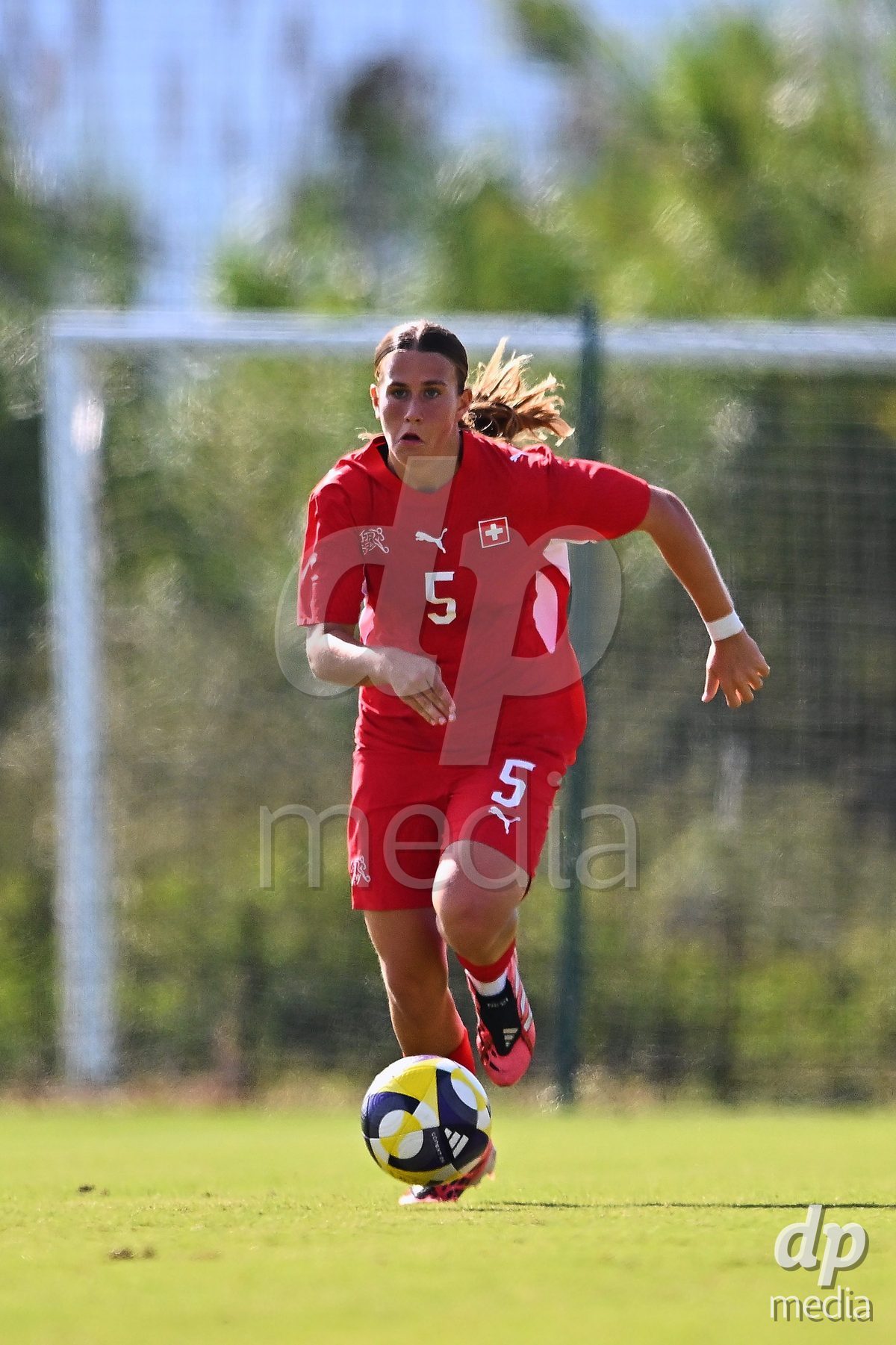 OLIVA NOVA, SPAIN - OCTOBER 22: Emeline van Dam of Switzerland during the International Women's Friendly match between Hungary U17 and Switzerland U17 at Oliva Nova Sports Center on October 22, 2026 in Oliva Nova, Spain.