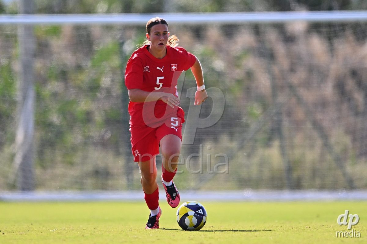 OLIVA NOVA, SPAIN - OCTOBER 22: Emeline van Dam of Switzerland during the International Women's Friendly match between Hungary U17 and Switzerland U17 at Oliva Nova Sports Center on October 22, 2026 in Oliva Nova, Spain.