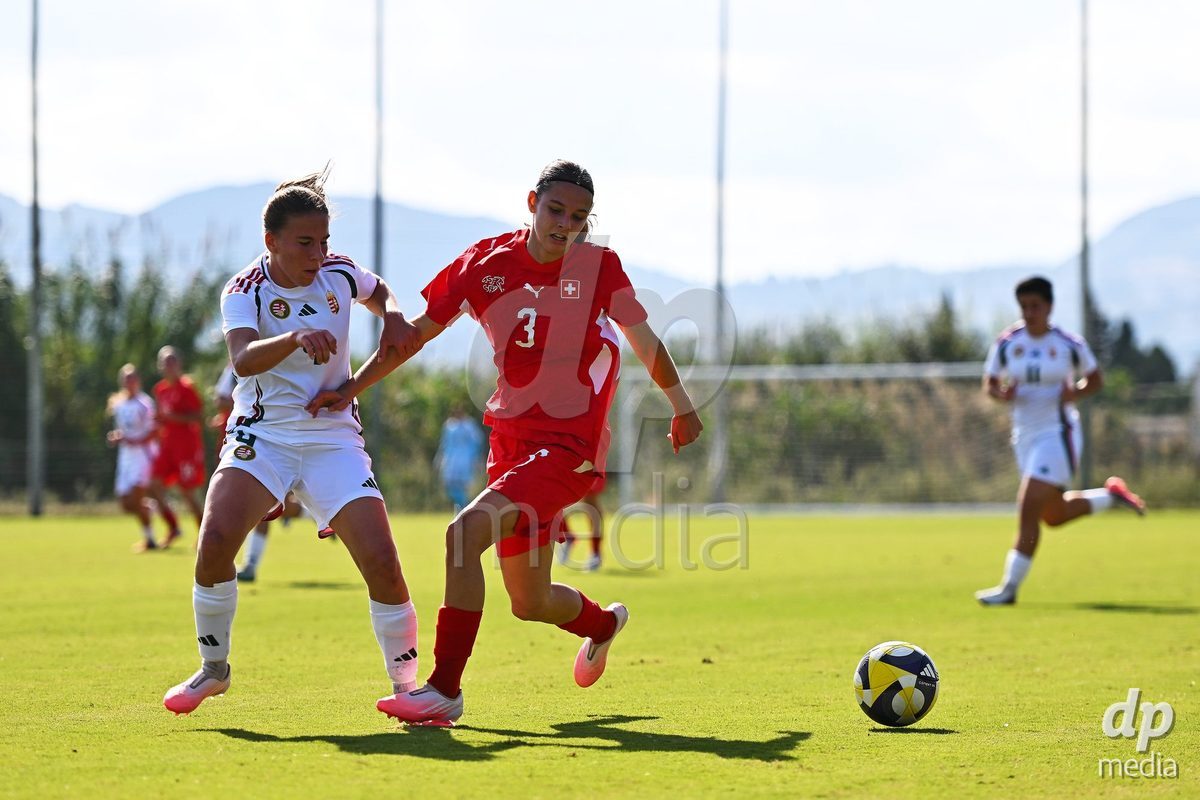 OLIVA NOVA, SPAIN - OCTOBER 22: Louise Schule of Switzerland during the International Women's Friendly match between Hungary U17 and Switzerland U17 at Oliva Nova Sports Center on October 22, 2026 in Oliva Nova, Spain.