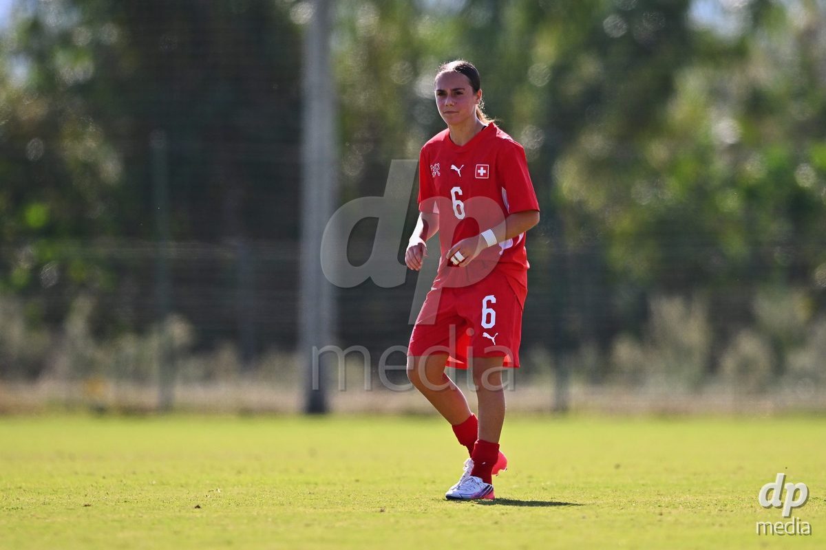 OLIVA NOVA, SPAIN - OCTOBER 22: Amelie Zorgiebel of Switzerland during the International Women's Friendly match between Hungary U17 and Switzerland U17 at Oliva Nova Sports Center on October 22, 2026 in Oliva Nova, Spain.