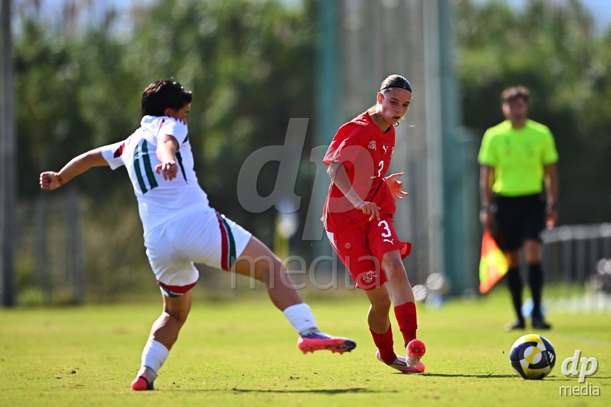 OLIVA NOVA, SPAIN - OCTOBER 22: Louise Schule of Switzerland during the International Women's Friendly match between Hungary U17 and Switzerland U17 at Oliva Nova Sports Center on October 22, 2026 in Oliva Nova, Spain.