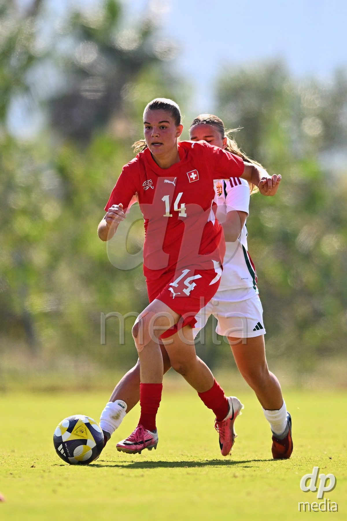 OLIVA NOVA, SPAIN - OCTOBER 22: Naira Schierz of Switzerland during the International Women's Friendly match between Hungary U17 and Switzerland U17 at Oliva Nova Sports Center on October 22, 2026 in Oliva Nova, Spain.
