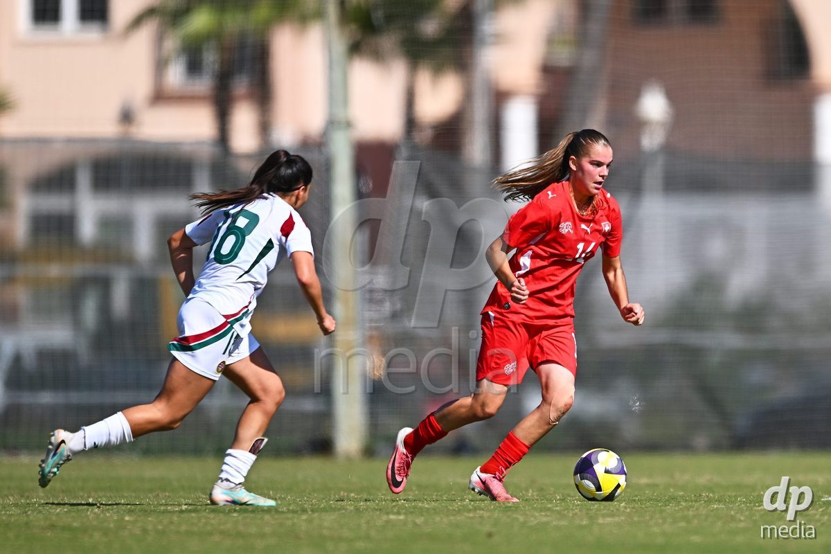 OLIVA NOVA, SPAIN - OCTOBER 22: Naira Schierz of Switzerland during the International Women's Friendly match between Hungary U17 and Switzerland U17 at Oliva Nova Sports Center on October 22, 2026 in Oliva Nova, Spain.