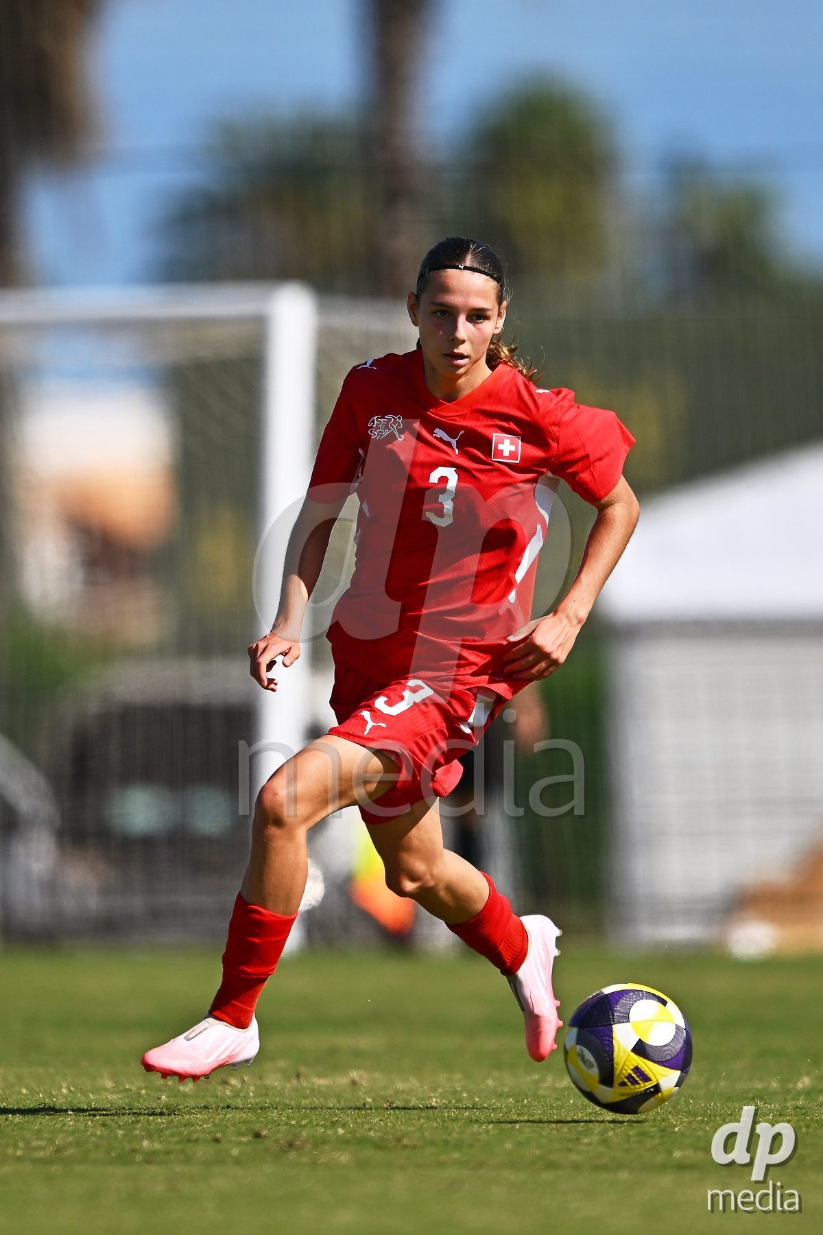 OLIVA NOVA, SPAIN - OCTOBER 22: Louise Schule of Switzerland during the International Women's Friendly match between Hungary U17 and Switzerland U17 at Oliva Nova Sports Center on October 22, 2026 in Oliva Nova, Spain.