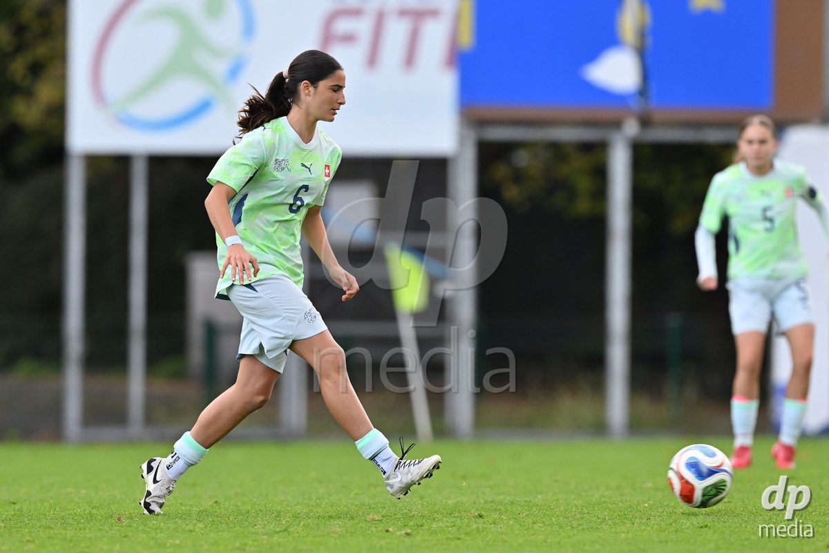 MOUSCRON, BELGIUM - OCTOBER 22: Annabelle Schurer (6) of Switzerland pictured during the International Women's Friendly match between Belgium U16 and Switzerland U16 at Le Cannonier on October 22, 2026 in Mouscron, Belgium.
