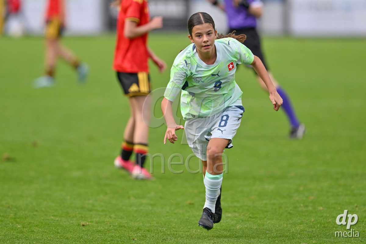 MOUSCRON, BELGIUM - OCTOBER 22: Tanja Zahler (8) of Switzerland pictured during the International Women's Friendly match between Belgium U16 and Switzerland U16 at Le Cannonier on October 22, 2026 in Mouscron, Belgium.