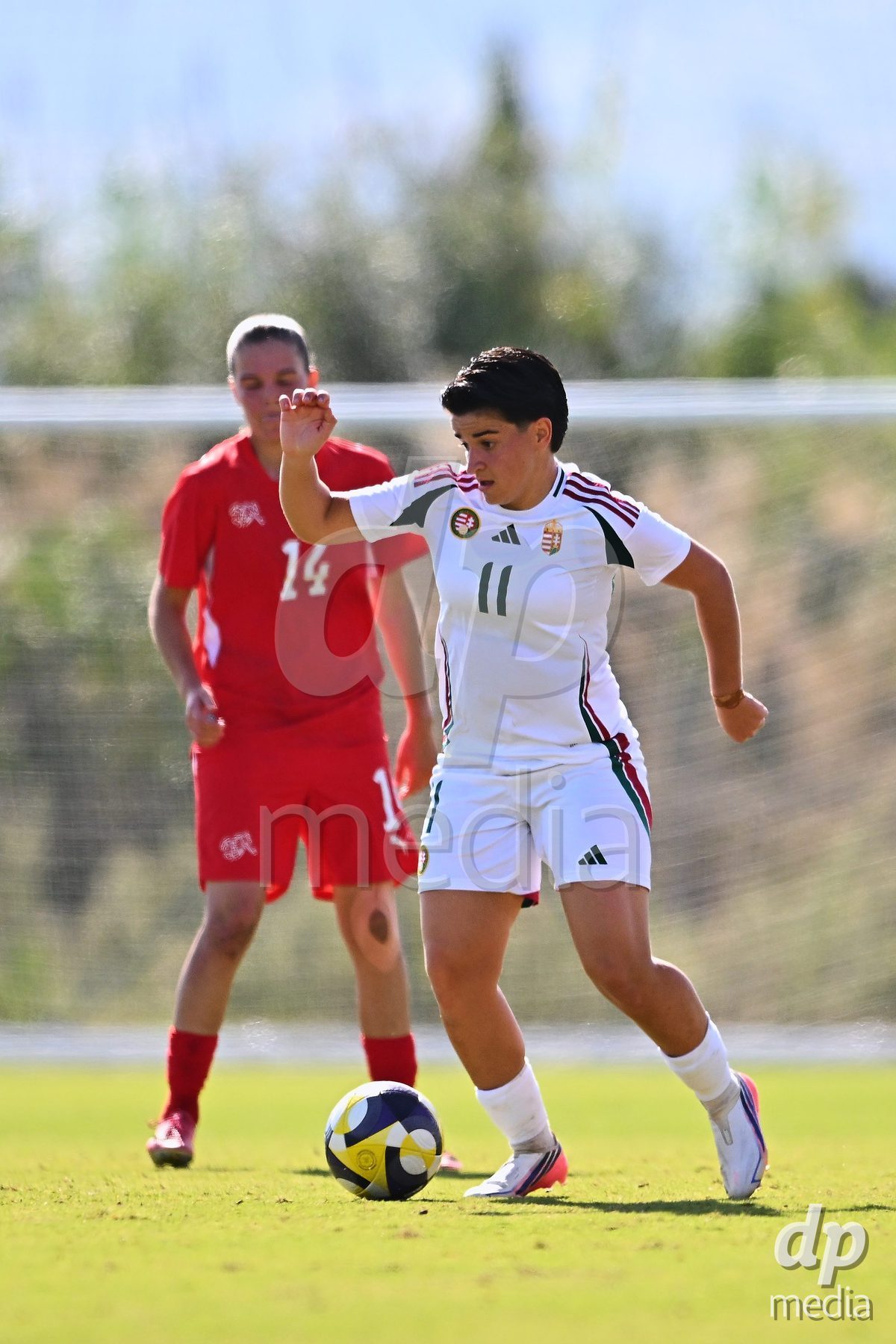 OLIVA NOVA, SPAIN - OCTOBER 22: Korina Oleksza of Hungary during the International Women's Friendly match between Hungary U17 and Switzerland U17 at Oliva Nova Sports Center on October 22, 2026 in Oliva Nova, Spain.