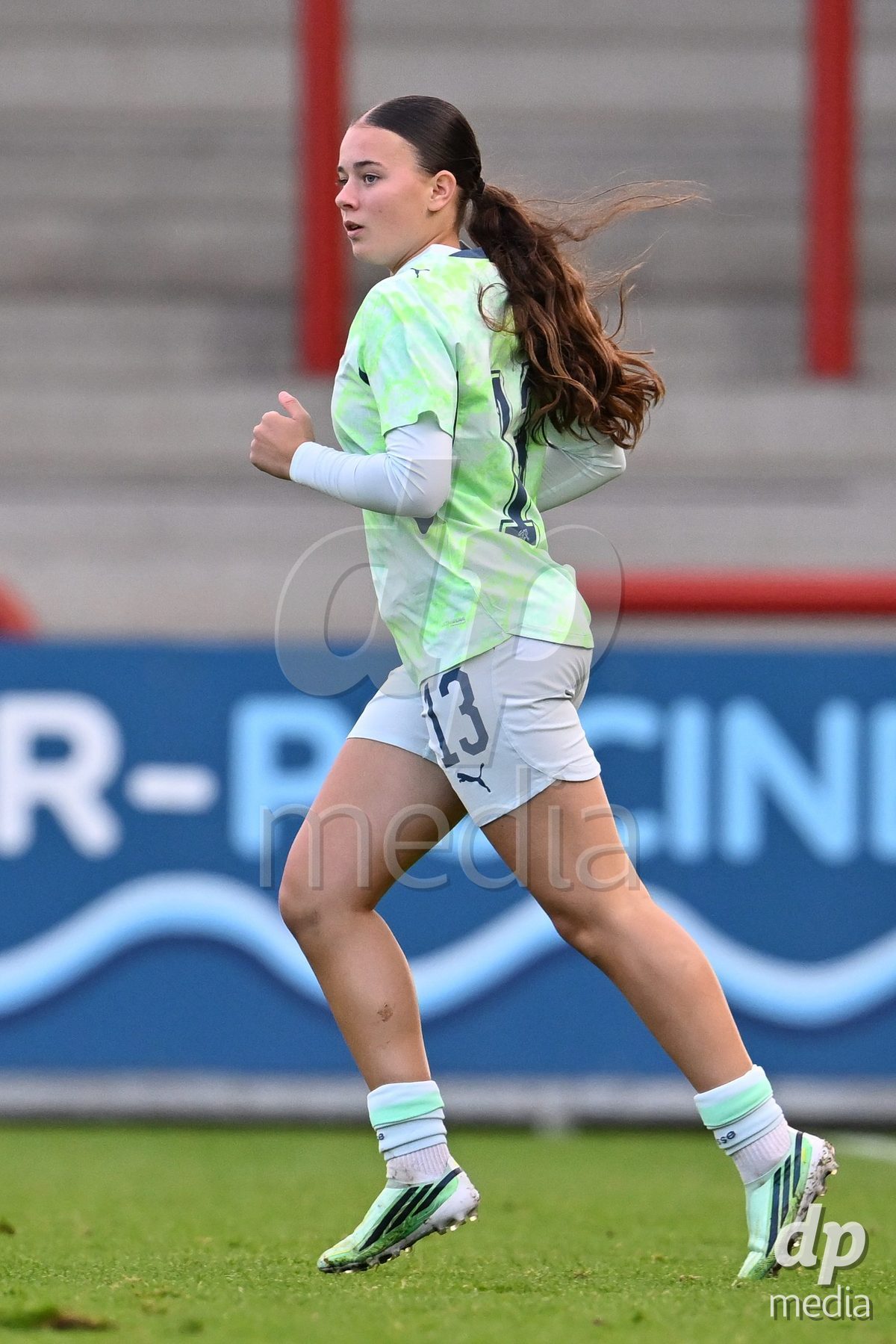 MOUSCRON, BELGIUM - OCTOBER 22: Juliette Baland (13) of Switzerland pictured during the International Women's Friendly match between Belgium U16 and Switzerland U16 at Le Cannonier on October 22, 2026 in Mouscron, Belgium.