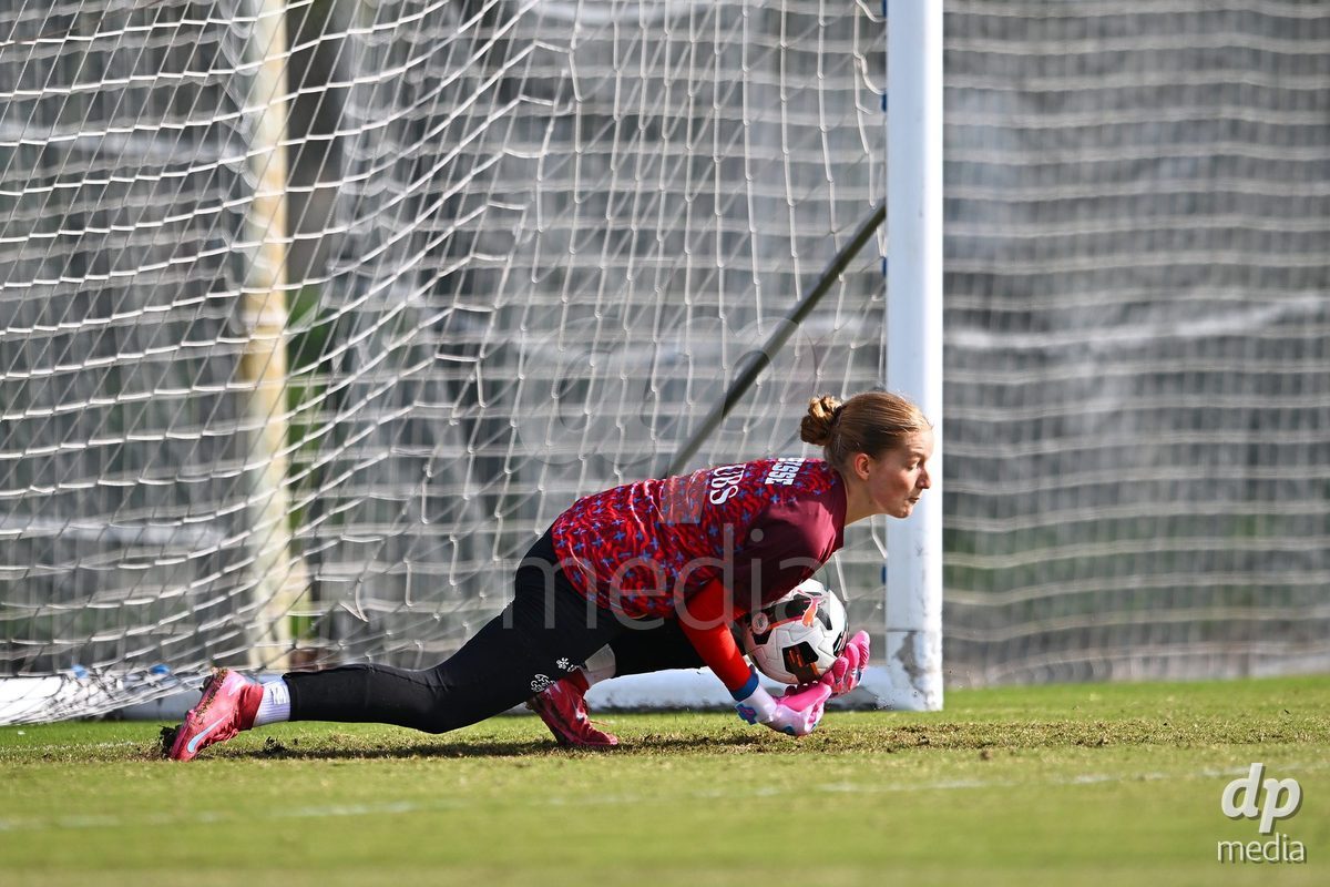 OLIVA NOVA, SPAIN - OCTOBER 24: Florentine Pohlenz Goalkeeper of Switzerland during the International Women's Friendly match between Switzerland U17 and Hungary U17 at Oliva Nova Sports Center on October 24, 2026 in Oliva Nova, Spain.
