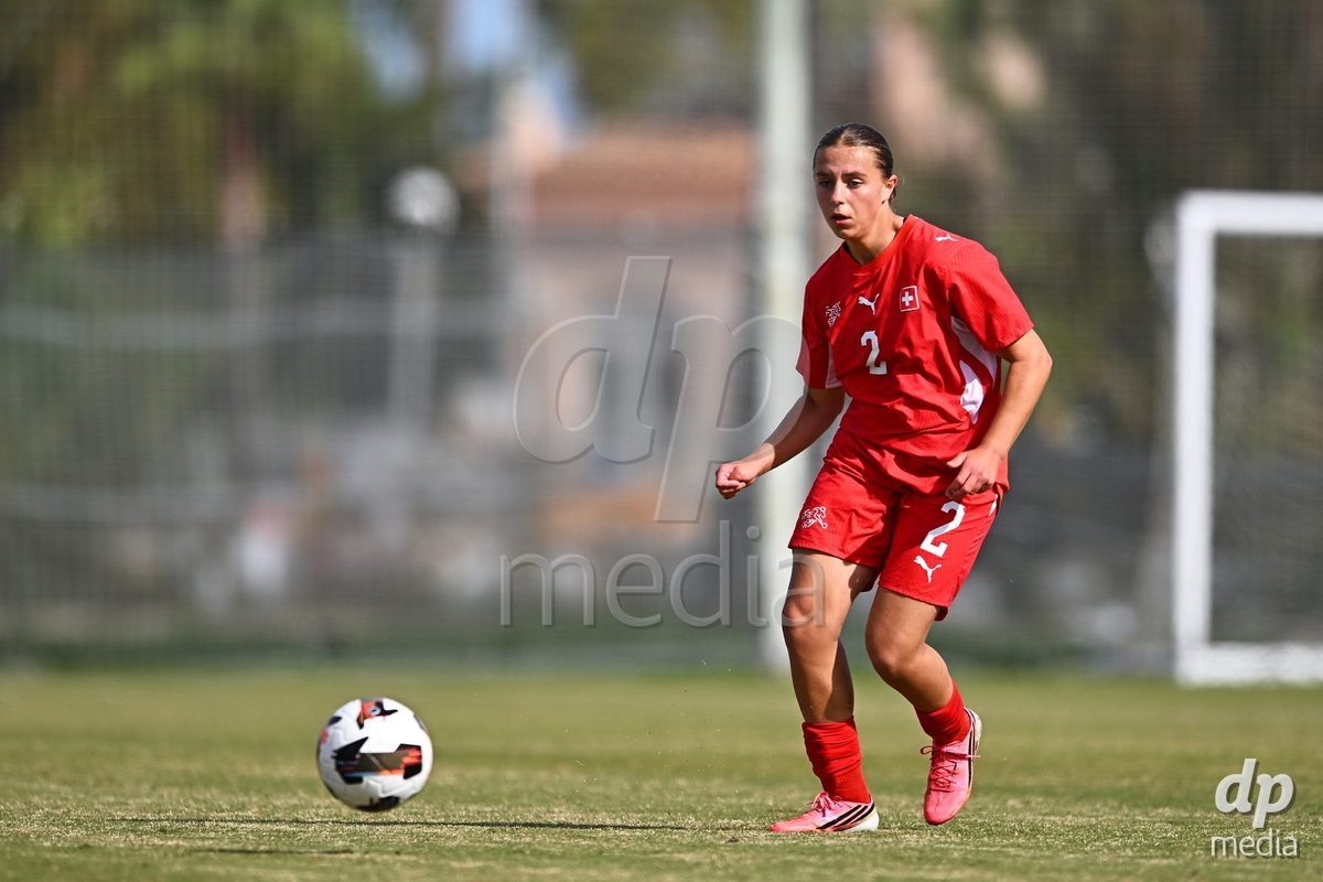 OLIVA NOVA, SPAIN - OCTOBER 24: Bigna Godenzi of Switzerland during the International Women's Friendly match between Switzerland U17 and Hungary U17 at Oliva Nova Sports Center on October 24, 2026 in Oliva Nova, Spain.