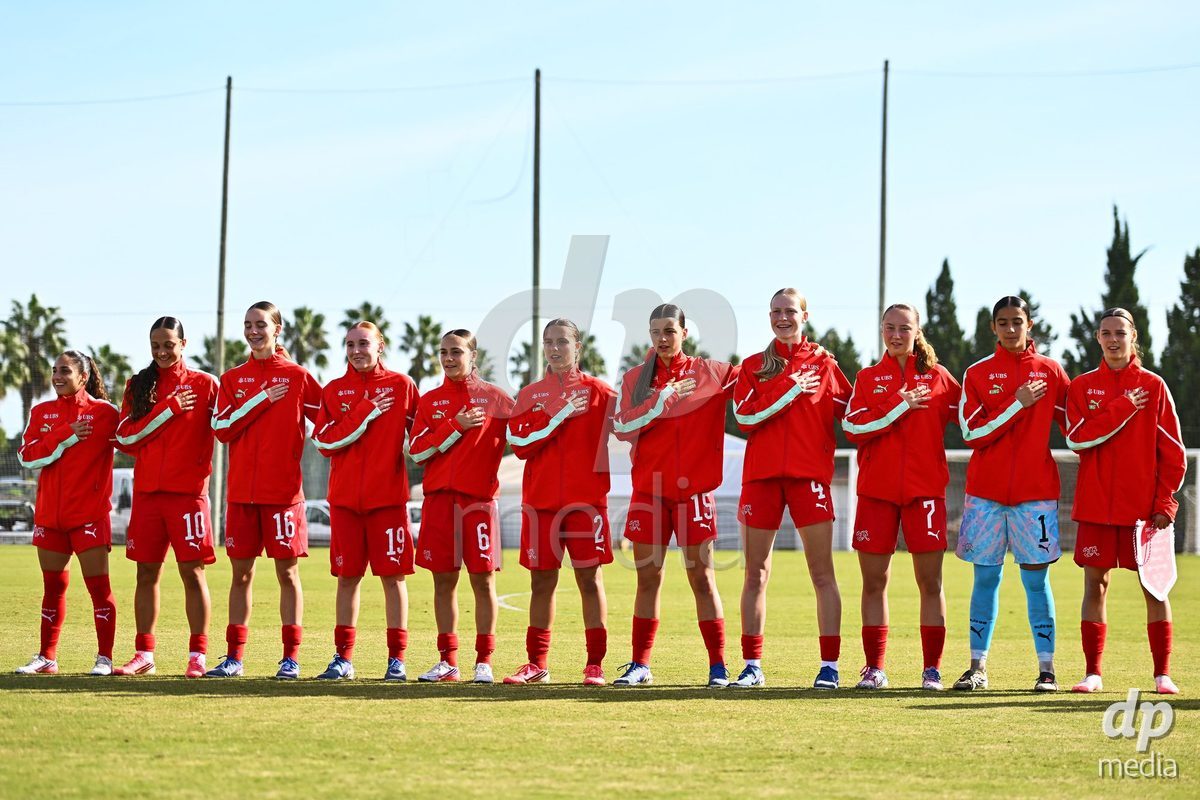 OLIVA NOVA, SPAIN - OCTOBER 24: International Women's Friendly match between Switzerland U17 and Hungary U17 at Oliva Nova Sports Center on October 24, 2026 in Oliva Nova, Spain.