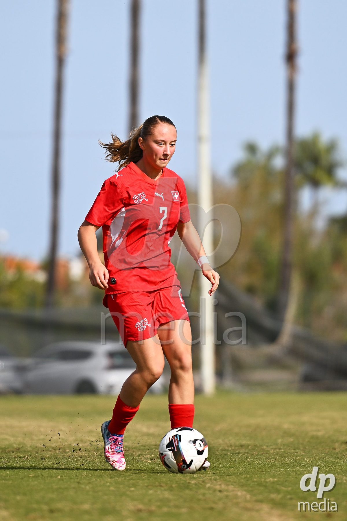 OLIVA NOVA, SPAIN - OCTOBER 24: Lena Marie Winter of Switzerland during the International Women's Friendly match between Switzerland U17 and Hungary U17 at Oliva Nova Sports Center on October 24, 2026 in Oliva Nova, Spain.