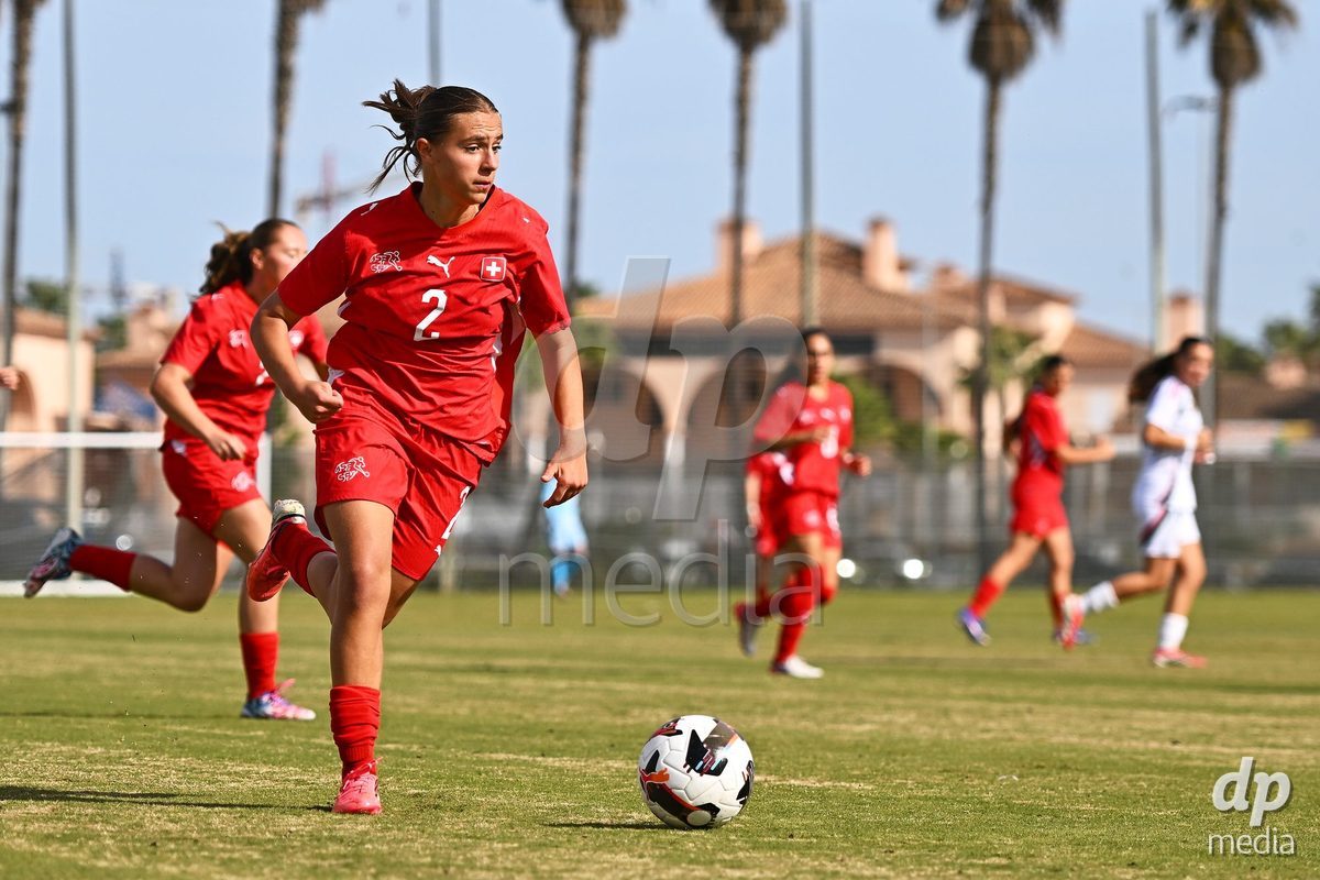 OLIVA NOVA, SPAIN - OCTOBER 24: Bigna Godenzi of Switzerland during the International Women's Friendly match between Switzerland U17 and Hungary U17 at Oliva Nova Sports Center on October 24, 2026 in Oliva Nova, Spain.