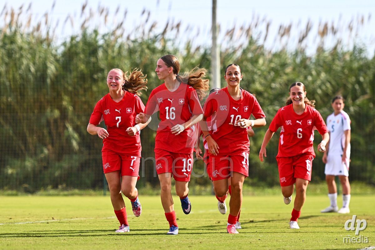 OLIVA NOVA, SPAIN - OCTOBER 24: Elynn Raymond of Switzerland during the International Women's Friendly match between Switzerland U17 and Hungary U17 at Oliva Nova Sports Center on October 24, 2026 in Oliva Nova, Spain.