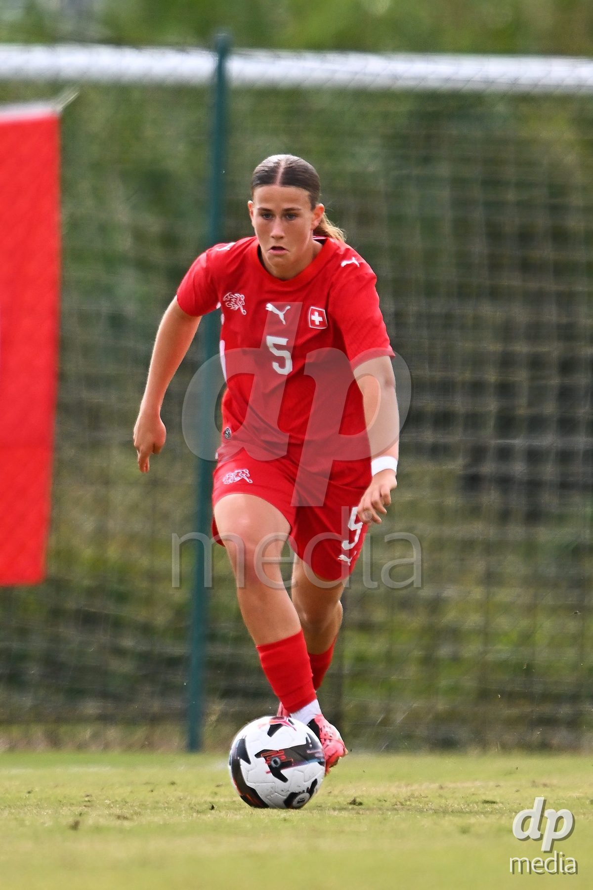 OLIVA NOVA, SPAIN - OCTOBER 24: Emeline van Dam of Switzerland during the International Women's Friendly match between Switzerland U17 and Hungary U17 at Oliva Nova Sports Center on October 24, 2026 in Oliva Nova, Spain.