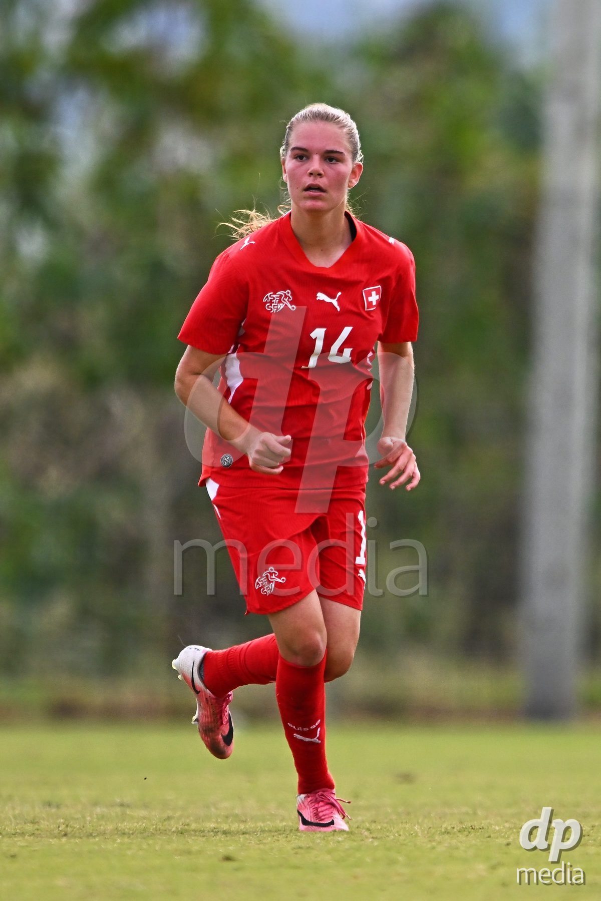 OLIVA NOVA, SPAIN - OCTOBER 24: Naira Schierz of Switzerland during the International Women's Friendly match between Switzerland U17 and Hungary U17 at Oliva Nova Sports Center on October 24, 2026 in Oliva Nova, Spain.