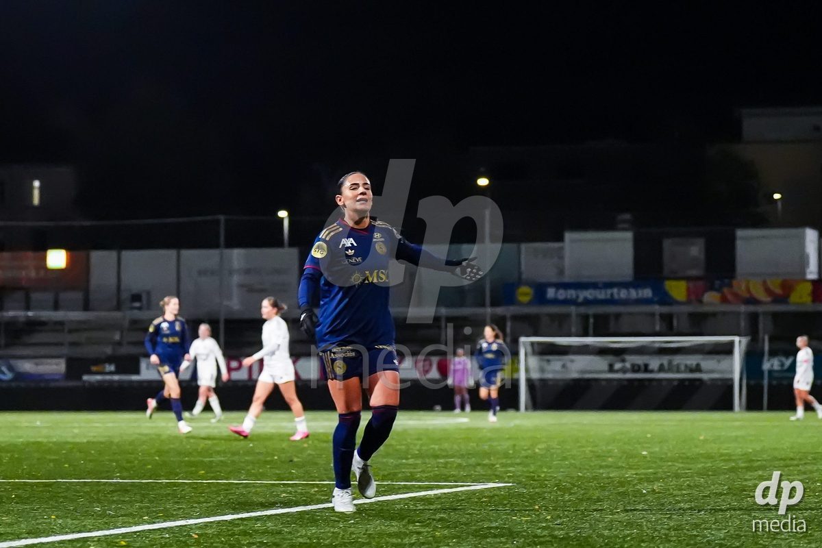WIL, SWITZERLAND - OCTOBER 24: Meriame Terchoun of Servette FC Chenois Feminin celebrates after scoring her teams seventh goal during the AXA Women's Cup match between FC Wil 1900 and Servette FC Chenois Feminin at Lidl Sportpark on October 24, 2026 in Wil, Switzerland.
