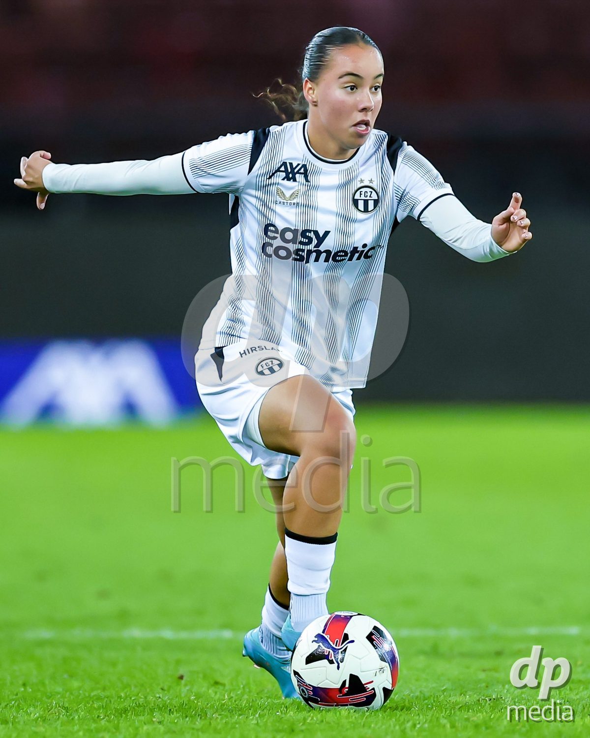 ZURICH, SWITZERLAND - OCTOBER 24: Nevia Stoob from the FC Zürich Frauen during the AXA Women's Cup match between FC Zurich and BSC YB Frauen at Letzigrund on October 24, 2026 in Zurich, Switzerland.