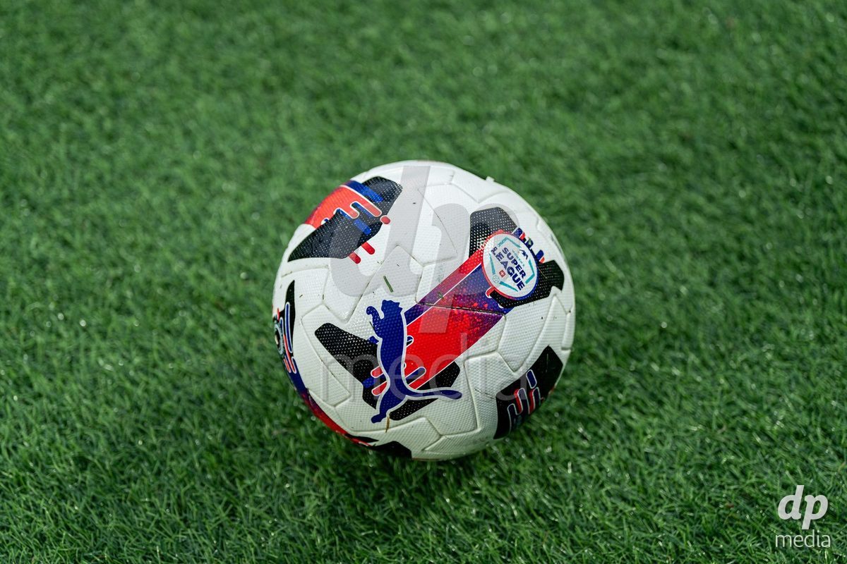 YVERDON-LES-BAINS, SWITZERLAND - OCTOBER 18: AXA Women's Super League official ball during the AXA Women's Super League match between FC Yverdon Women and FC Rapperswil-Jona at Stade Municipal on October 18, 2026 in Yverdon-les-Bains, Switzerland.