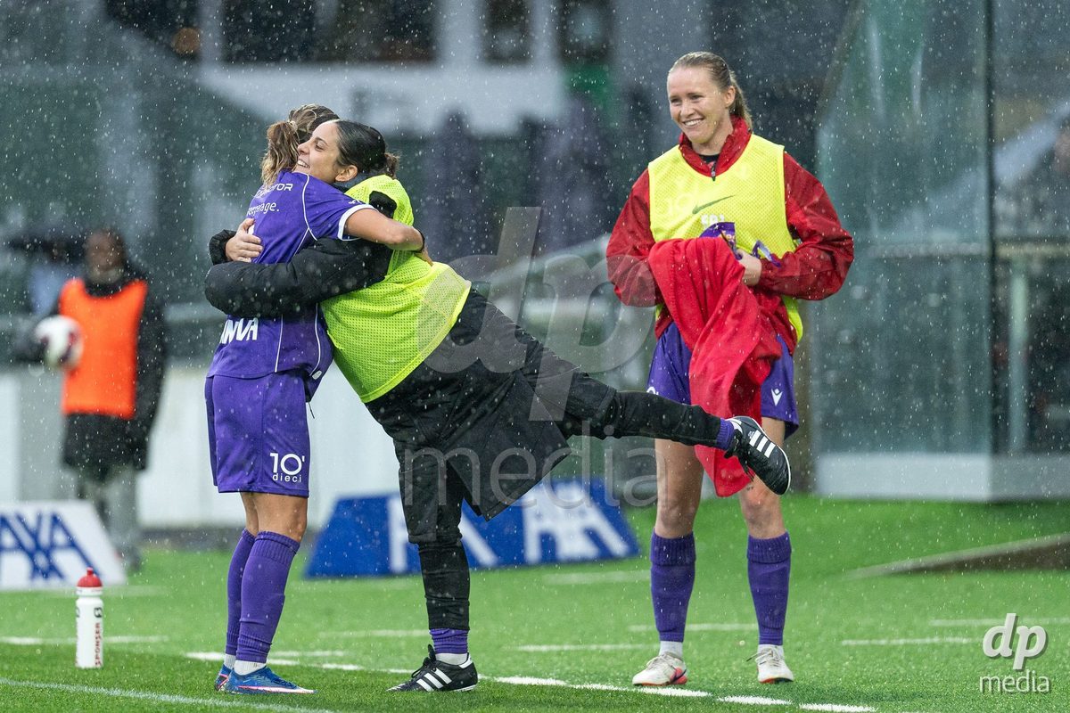 YVERDON-LES-BAINS, SWITZERLAND - OCTOBER 18: Evdokia Popadinova of FC Rapperswil-Jona celebrates the goal during the AXA Women's Super League match between FC Yverdon Women and FC Rapperswil-Jona at Stade Municipal on October 18, 2026 in Yverdon-les-Bains, Switzerland.