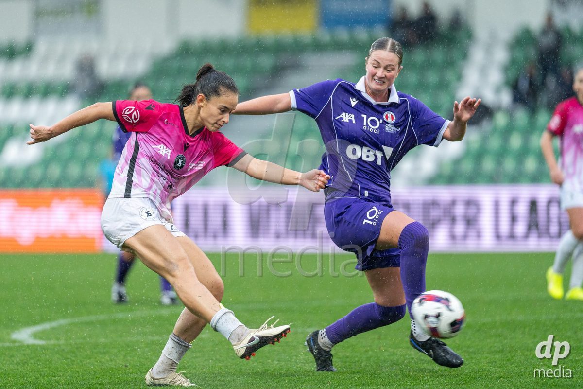 YVERDON-LES-BAINS, SWITZERLAND - OCTOBER 18: Ines Khiri of Yverdon Sport Women scores the goal (1-2) during the AXA Women's Super League match between FC Yverdon Women and FC Rapperswil-Jona at Stade Municipal on October 18, 2026 in Yverdon-les-Bains, Switzerland.