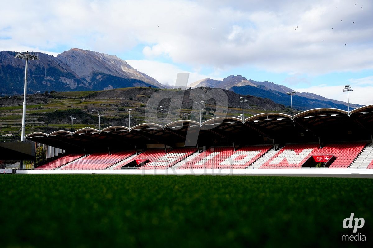 SION, SWITZERLAND - OCTOBER 13: General view of Stade de Tourbillon prior to the FIFA Women´s World Cup European Qualifiers match between Switzerland and Israel at Stade de Tourbillon on October 13, 2026 in Sion, Switzerland.