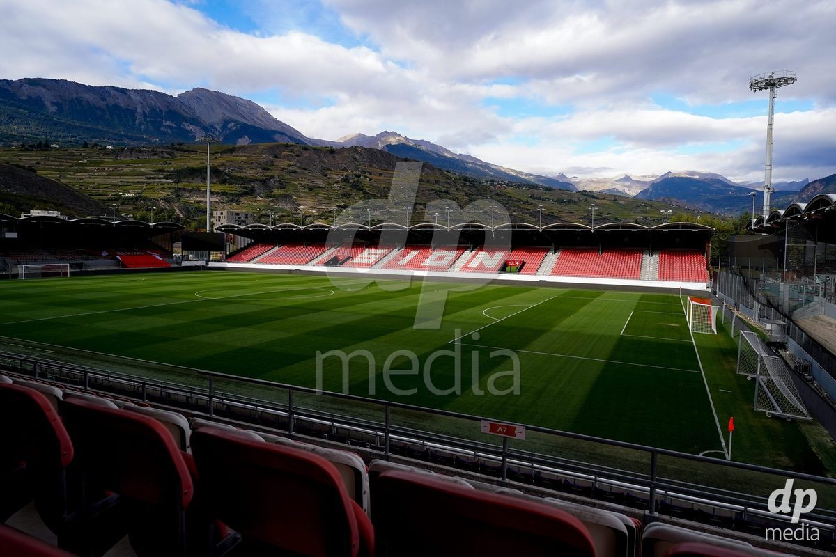 SION, SWITZERLAND - OCTOBER 13: General view of  Stade de Tourbillon prior to the FIFA Women´s World Cup European Qualifiers match between Switzerland and Israel at Stade de Tourbillon on October 13, 2026 in Sion, Switzerland.