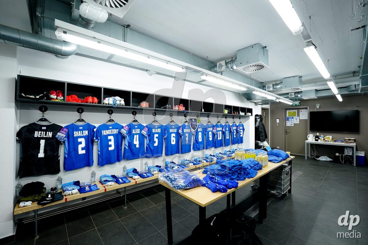 SION, SWITZERLAND - OCTOBER 13: General view of locker rooms of Israel prior to the FIFA Women´s World Cup European Qualifiers match between Switzerland and Israel at Stade de Tourbillon on October 13, 2026 in Sion, Switzerland.