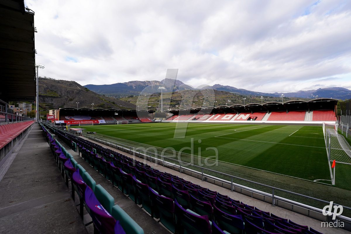 SION, SWITZERLAND - OCTOBER 13: General view of  Stade de Tourbillon prior to the FIFA Women´s World Cup European Qualifiers match between Switzerland and Israel at Stade de Tourbillon on October 13, 2026 in Sion, Switzerland.