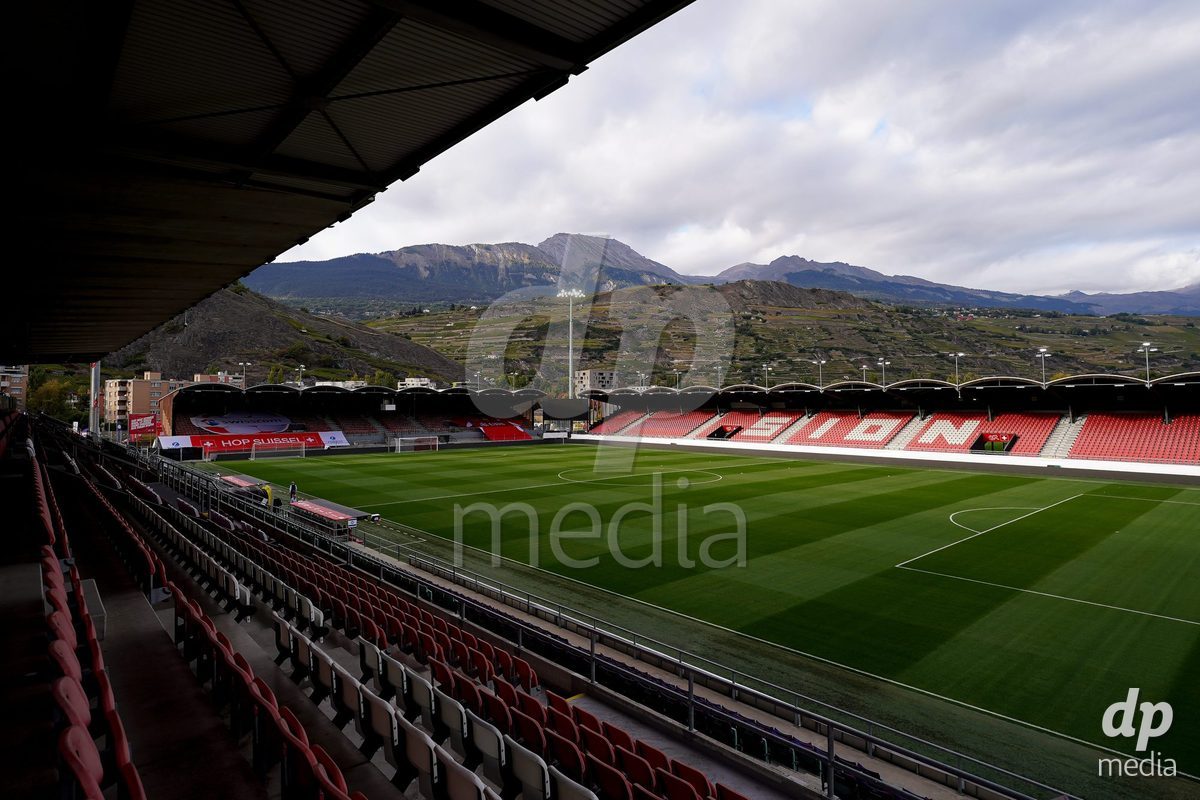 SION, SWITZERLAND - OCTOBER 13: General view of  Stade de Tourbillon prior to the FIFA Women´s World Cup European Qualifiers match between Switzerland and Israel at Stade de Tourbillon on October 13, 2026 in Sion, Switzerland.