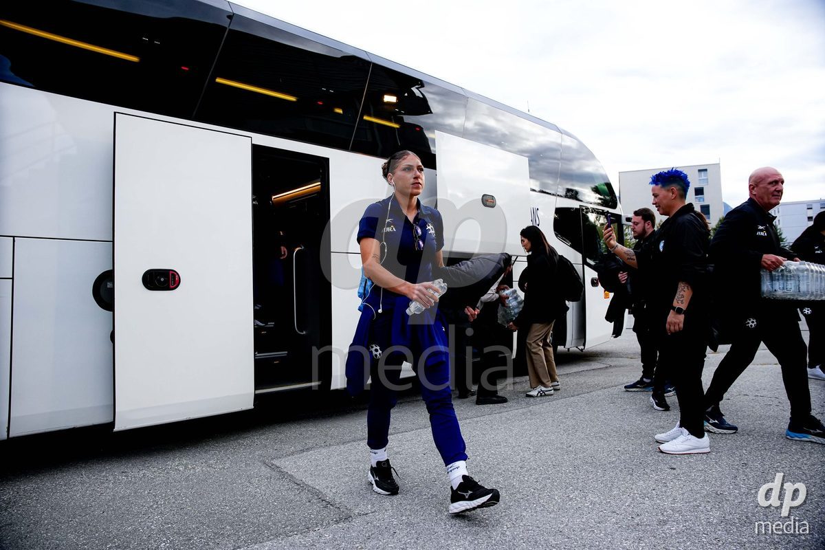 SION, SWITZERLAND - OCTOBER 13: Players of Israel arrival during the FIFA Women´s World Cup European Qualifiers match between Switzerland and Israel at Stade de Tourbillon on October 13, 2026 in Sion, Switzerland.