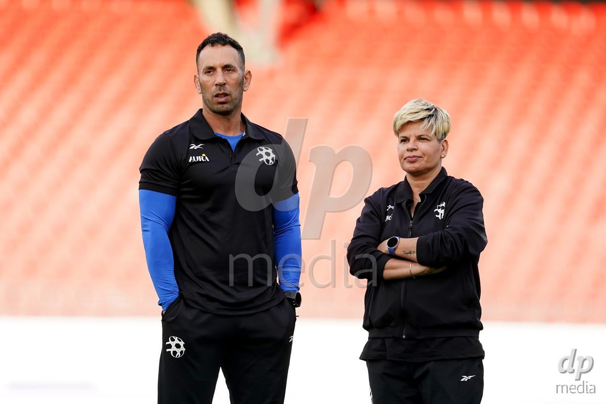 SION, SWITZERLAND - OCTOBER 13: Staff of Israel during the FIFA Women´s World Cup European Qualifiers match between Switzerland and Israel at Stade de Tourbillon on October 13, 2026 in Sion, Switzerland.