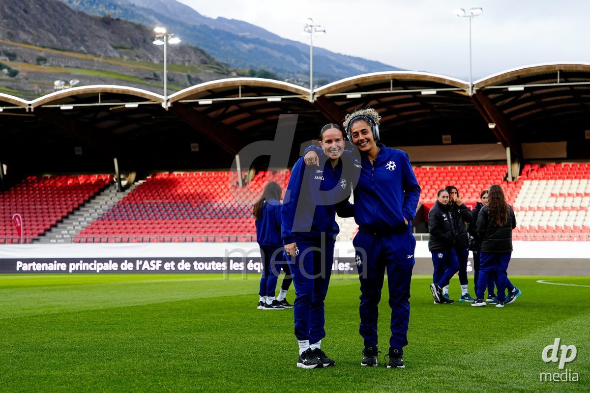 SION, SWITZERLAND - OCTOBER 13: Players of Israel arrival during the FIFA Women´s World Cup European Qualifiers match between Switzerland and Israel at Stade de Tourbillon on October 13, 2026 in Sion, Switzerland.