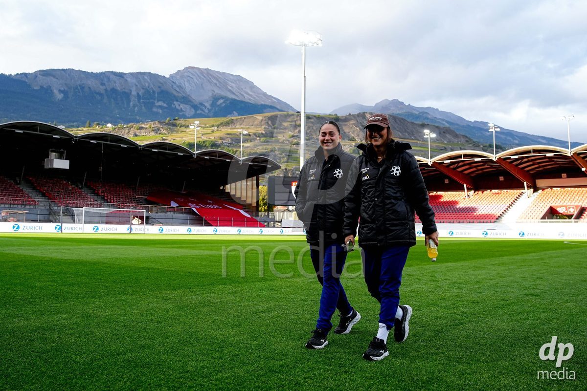 SION, SWITZERLAND - OCTOBER 13: Players of Israel arrival during the FIFA Women´s World Cup European Qualifiers match between Switzerland and Israel at Stade de Tourbillon on October 13, 2026 in Sion, Switzerland.