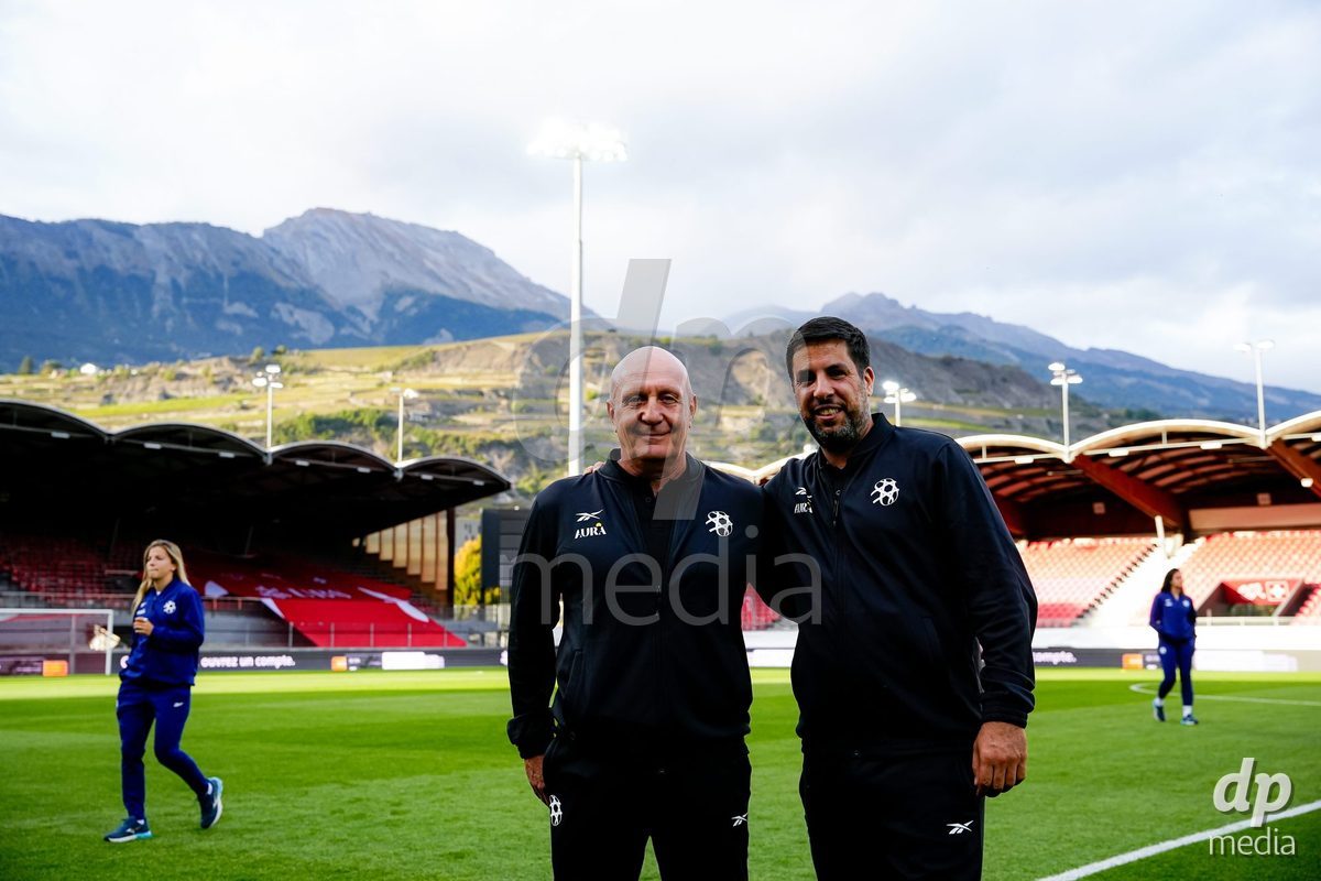 SION, SWITZERLAND - OCTOBER 13: Staff of Israel during the FIFA Women´s World Cup European Qualifiers match between Switzerland and Israel at Stade de Tourbillon on October 13, 2026 in Sion, Switzerland.
