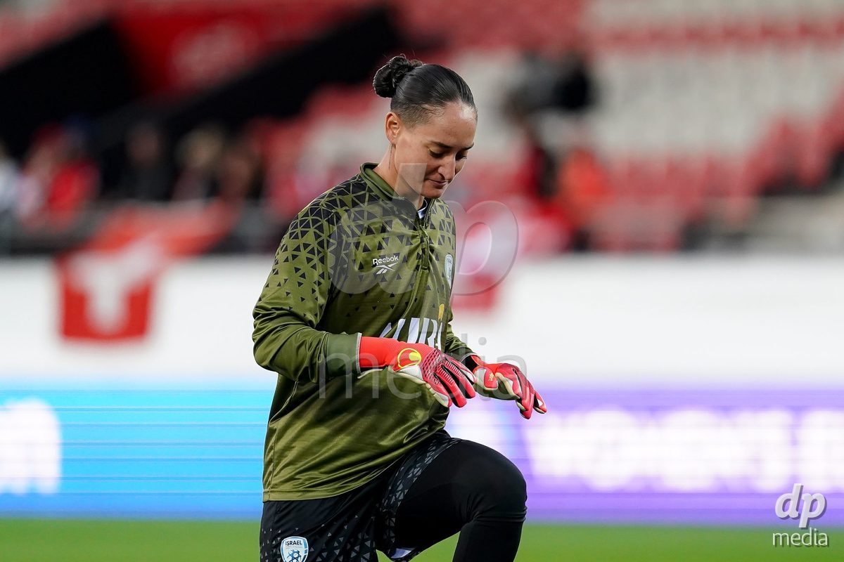 SION, SWITZERLAND - OCTOBER 13: Players of Israel warming up during the FIFA Women´s World Cup European Qualifiers match between Switzerland and Israel at Stade de Tourbillon on October 13, 2026 in Sion, Switzerland.